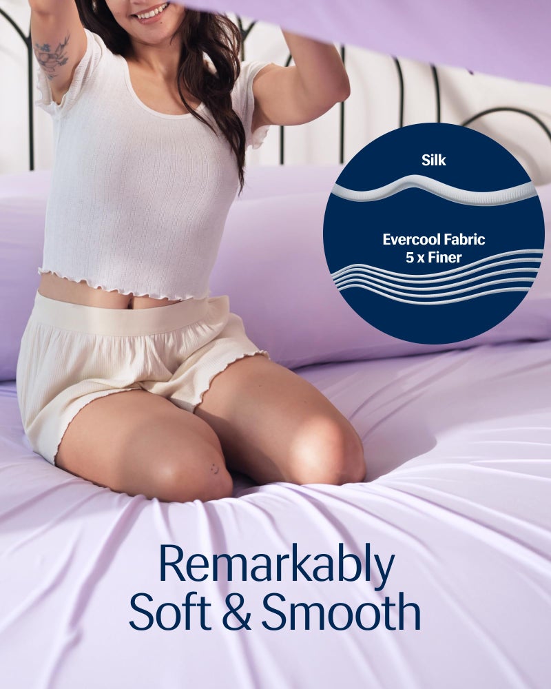 REST Evercool+ Starter Sheet Set, CaliKing, Lavender, Breathable Bed Sheet for Hot Sleeper and Night Sweats, with Pillowcases, Ionic+ Self-Cleaning Silver Yarn for Sensitive Skin, 3PCS No Flat Sheet - Image 3